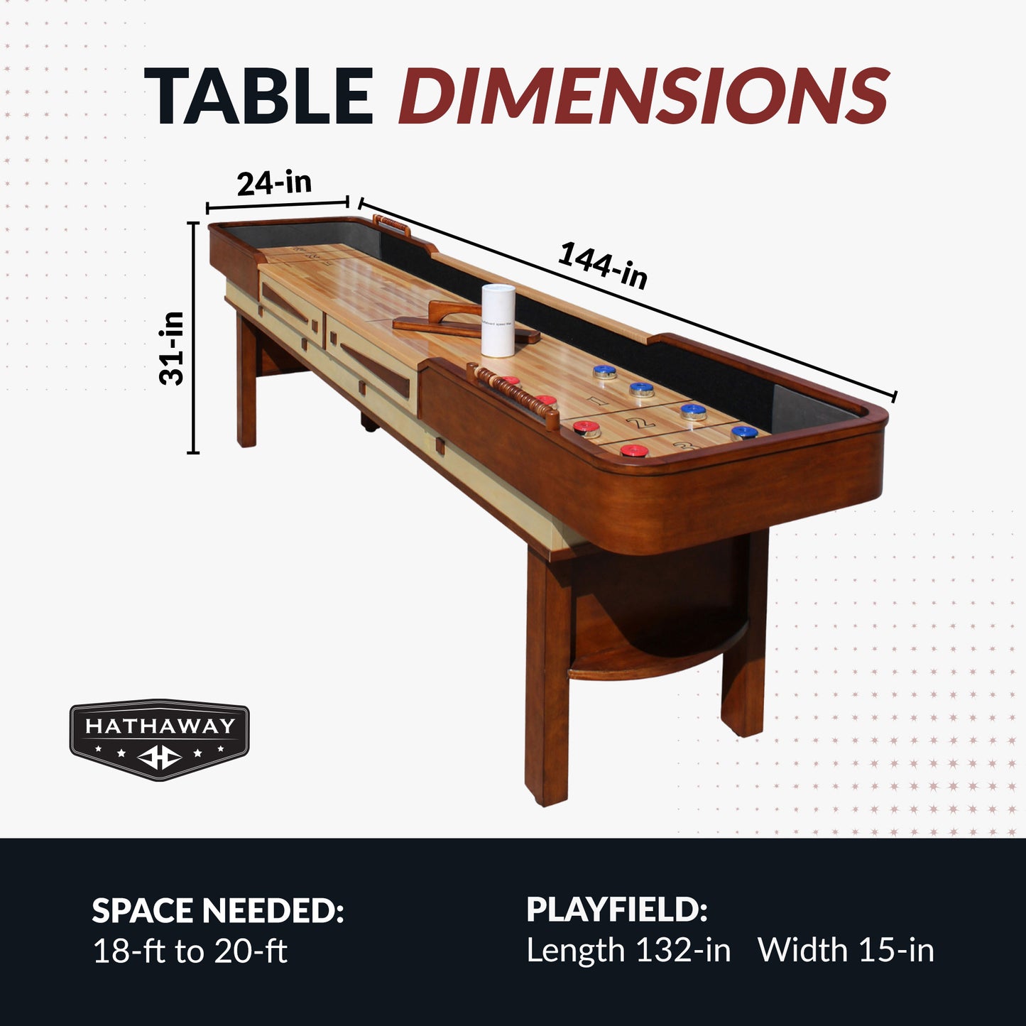 Merlot Shuffleboard Table 12 ft - Walnut Finish