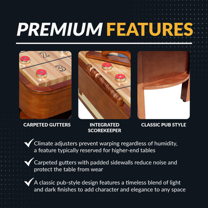 Merlot Shuffleboard Table 12 ft - Walnut Finish