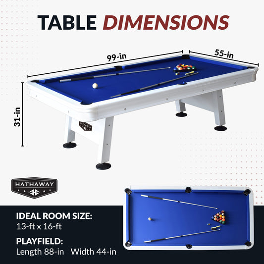 Blue Wave Alpine 8-ft Outdoor Pool Table - White with Blue Felt