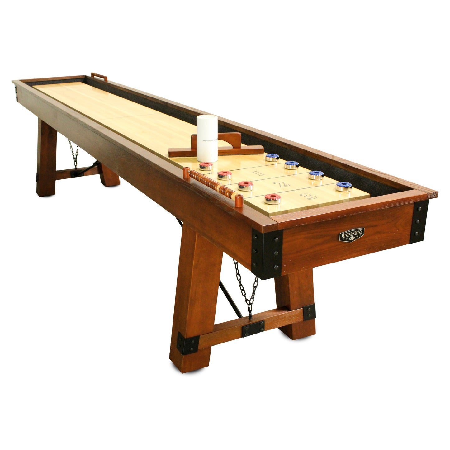 Cheyenne 12 ft Shuffleboard Table - Rustic Oak Finish