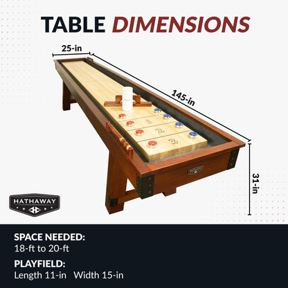 Cheyenne 12 ft Shuffleboard Table - Rustic Oak Finish