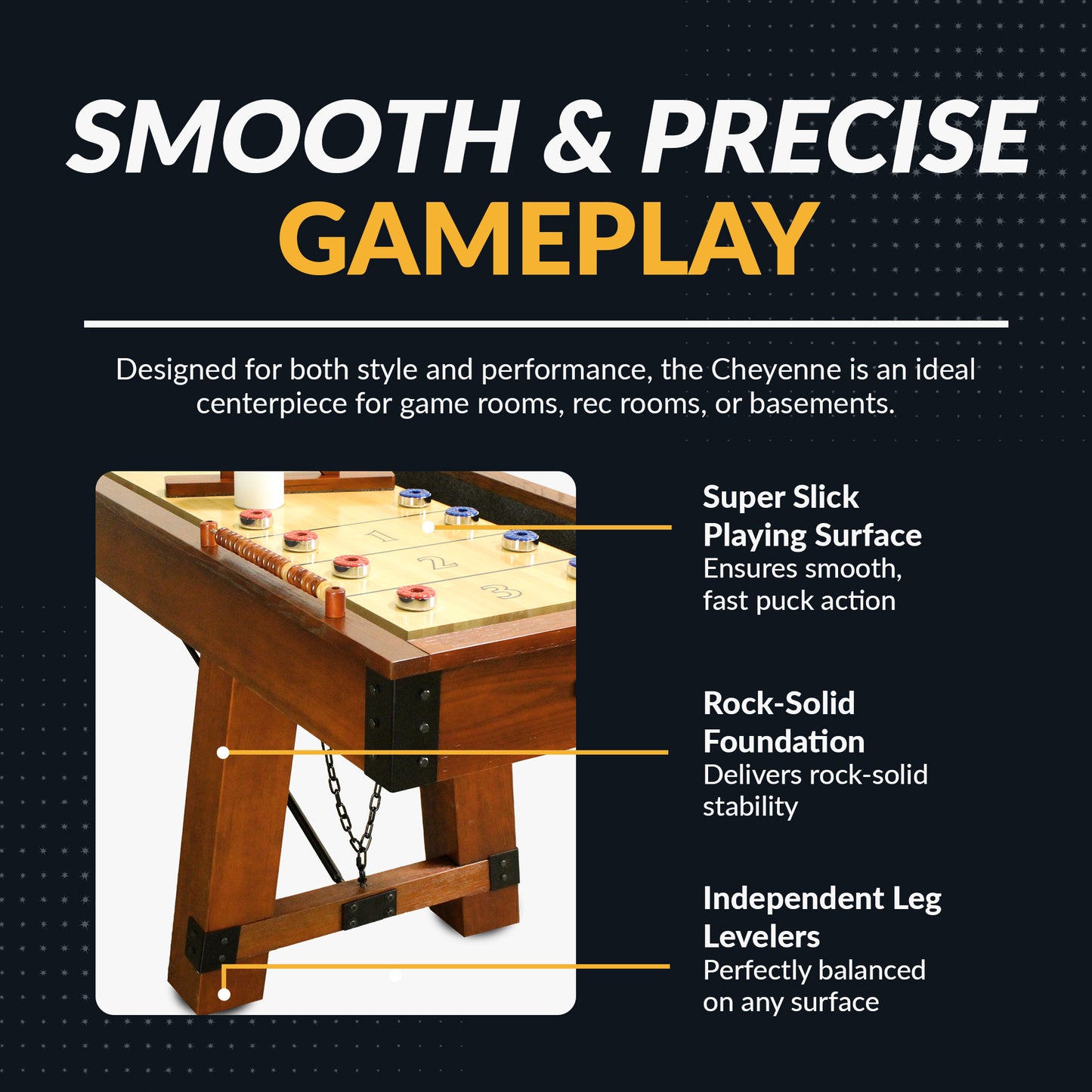 Cheyenne 12 ft Shuffleboard Table - Rustic Oak Finish