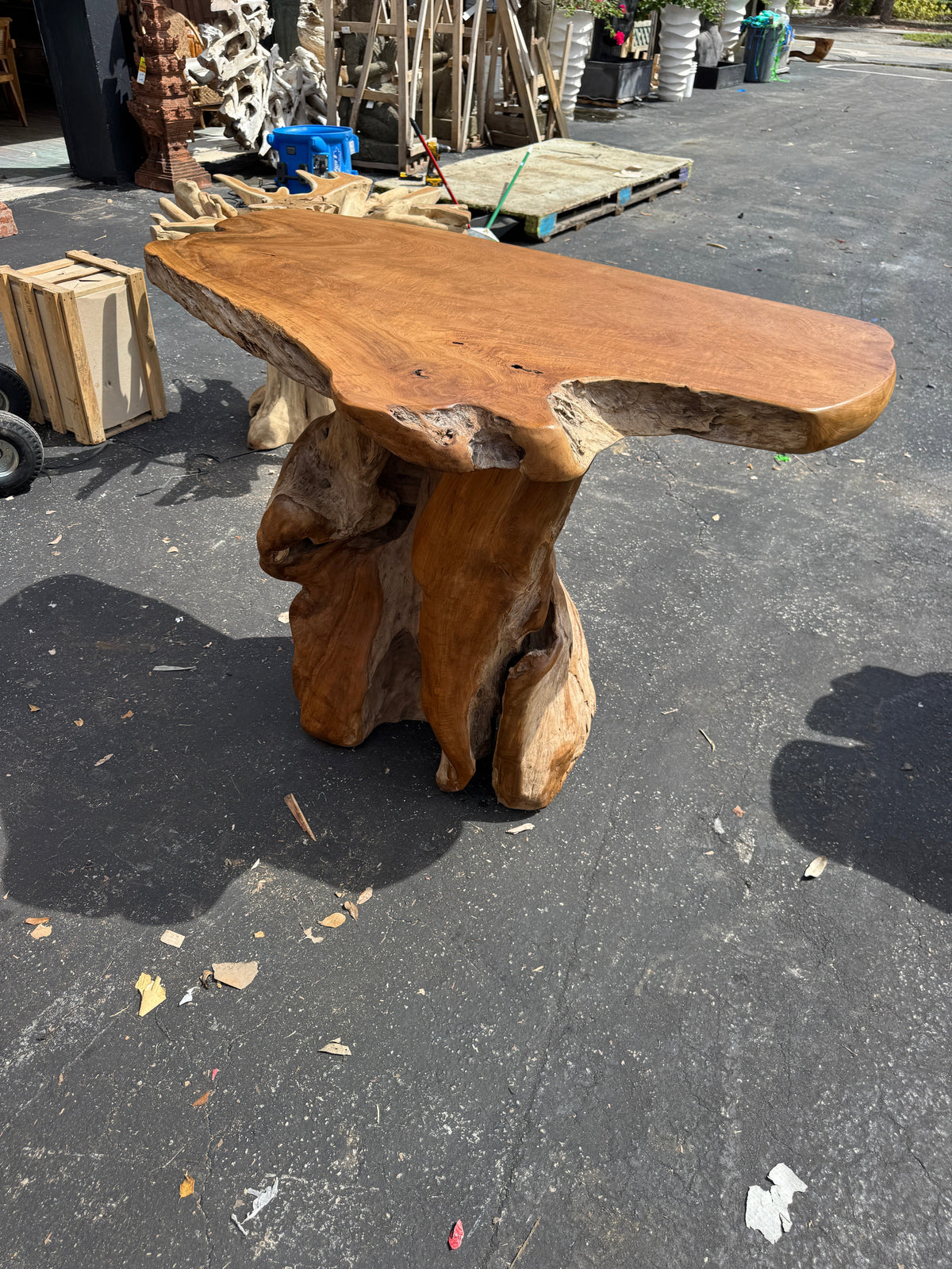 The Broward Design Center - Teak Root Slab Top Bar Table XL (B)