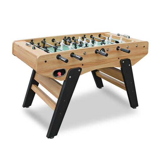 Center Stage Pro Series 59-inch foosball table, light oak finish and sturdy ladder-style legs with levelers.