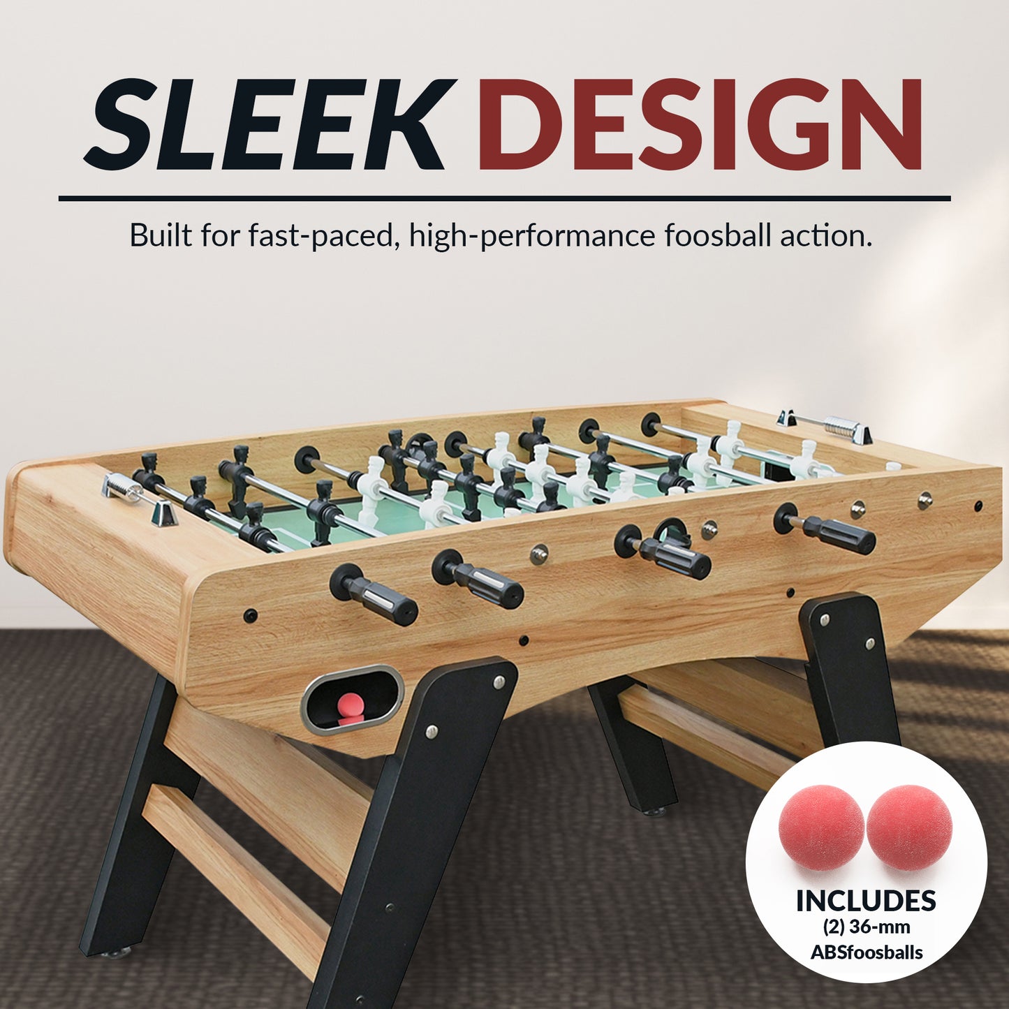 Center Stage Pro Series foosball table counter-weighted players with cross-hatched feet for improved accuracy
