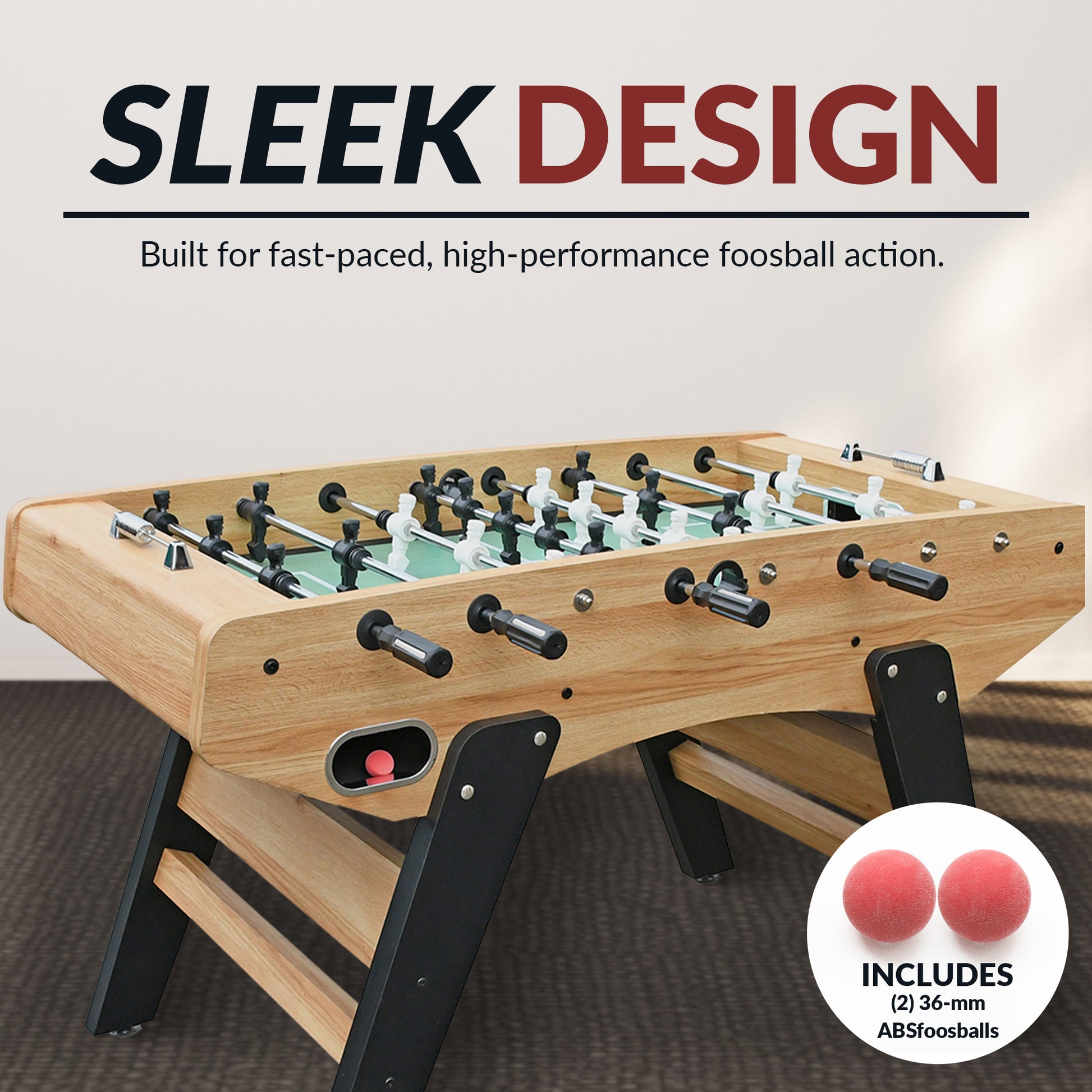 Center Stage Pro Series foosball table counter-weighted players with cross-hatched feet for improved accuracy