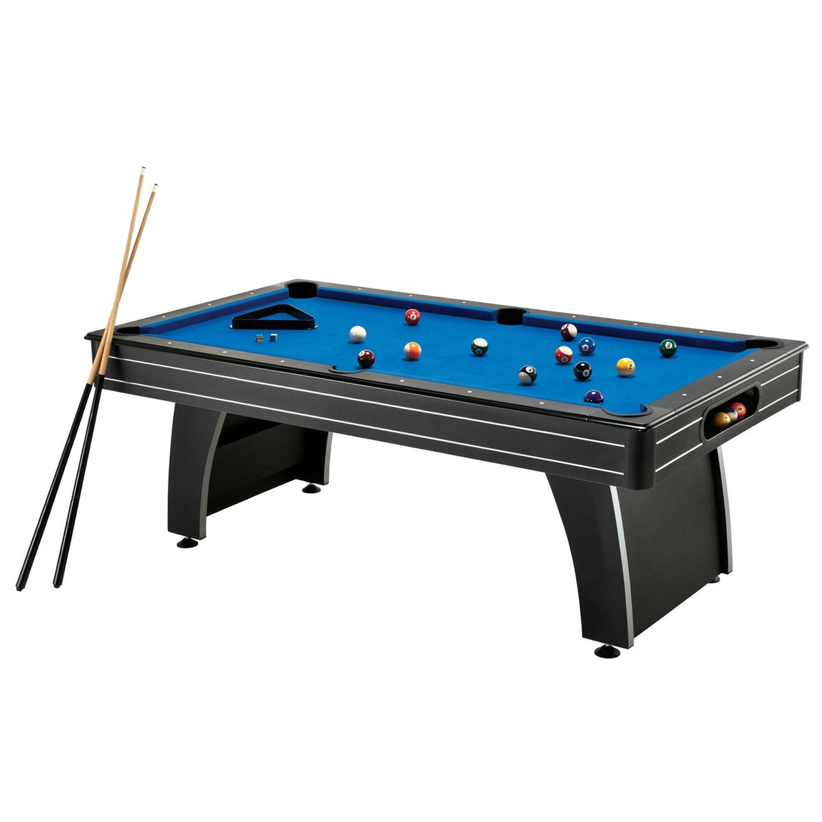 HomePacific - 7 Ft Blue Top Pool Table with 2 Cues and Billiard Balls