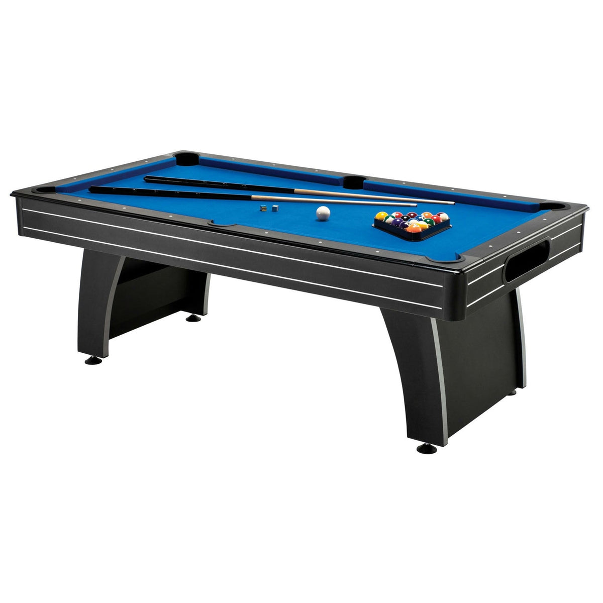 HomePacific - 7 Ft Blue Top Pool Table with 2 Cues and Billiard Balls