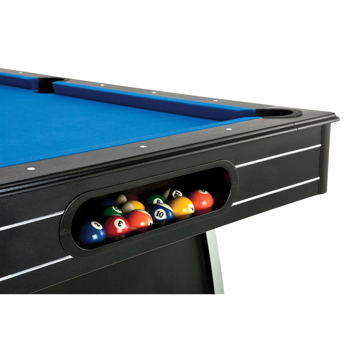 HomePacific - 7 Ft Blue Top Pool Table with 2 Cues and Billiard Balls