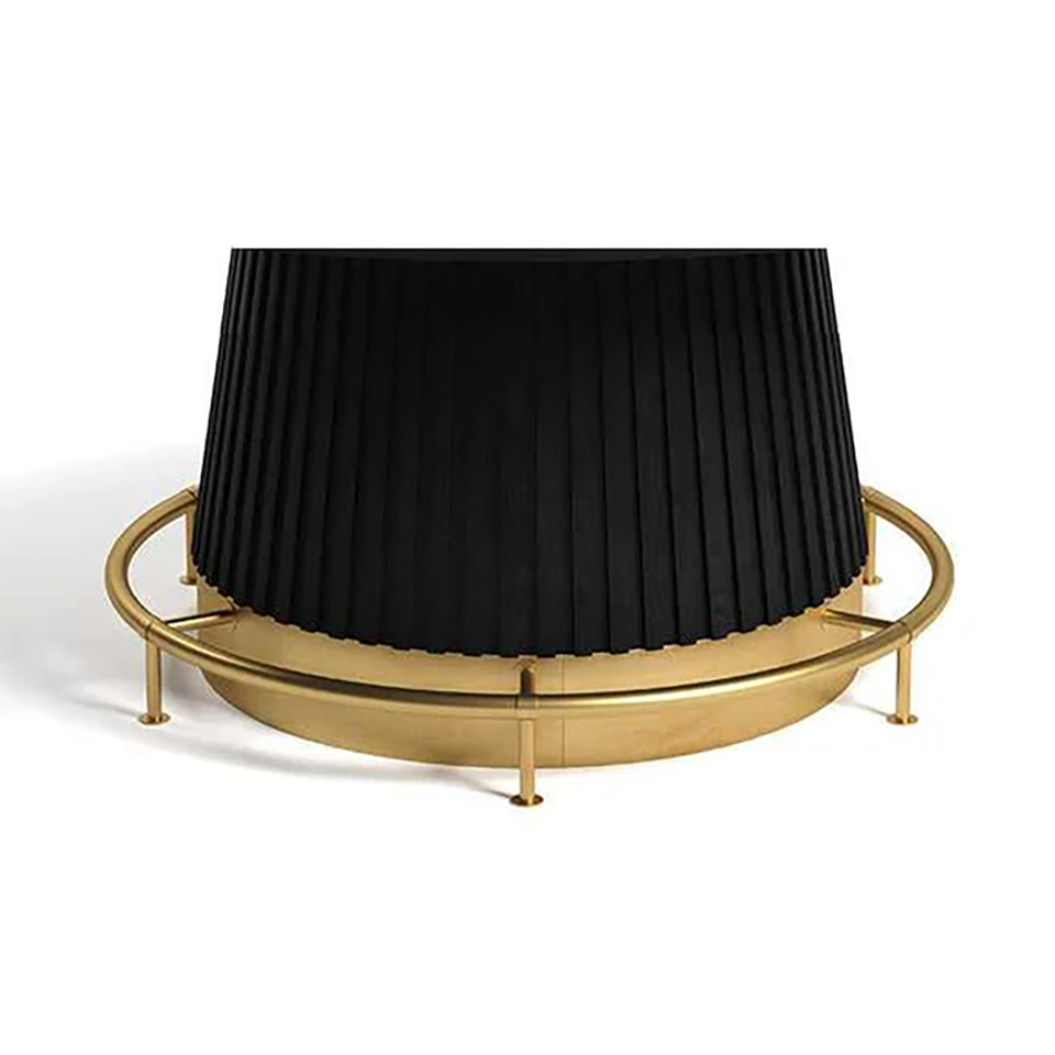 Prohibition 60" poker table in matte black with optional brass footrail. 