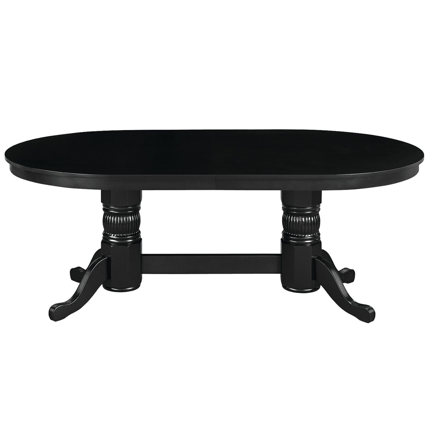 Texas Hold'em 84" Poker Table with Optional Dining Top in Black. 84" long with dining top, 80" without. Solid wood.