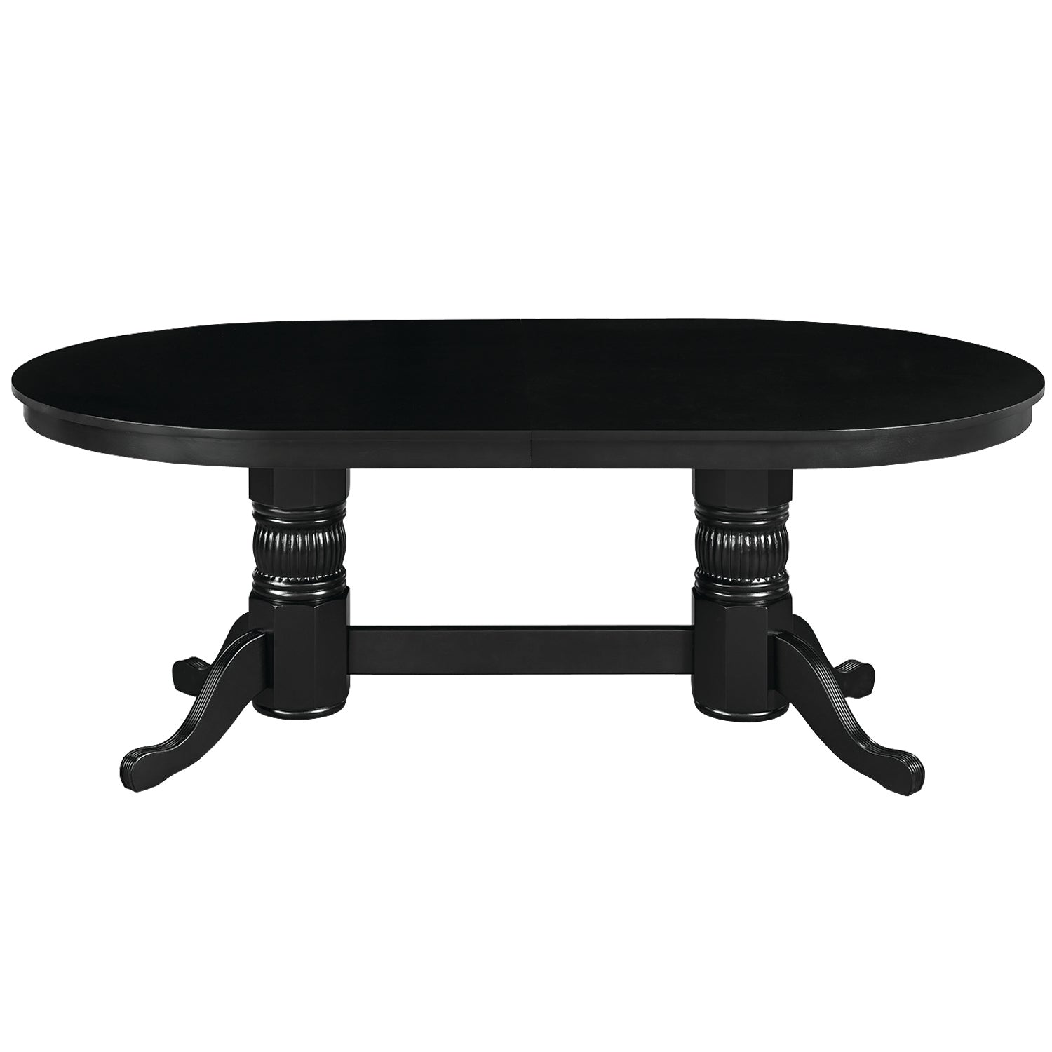 Texas Hold'em 84" Poker Table with Optional Dining Top in Black. 84" long with dining top, 80" without. Solid wood.
