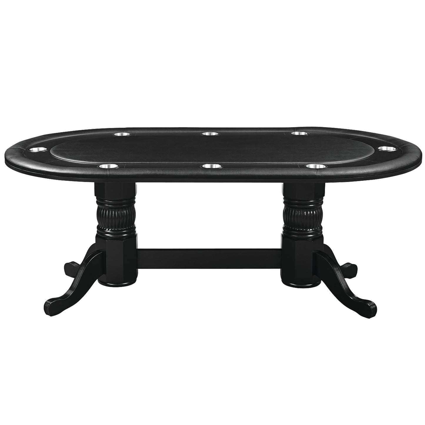 Texas Hold'em 80" Poker Table without Optional Dining Top in Black. Solid wood. Stainless-steel drink holders. 1-Year Limited Warranty 