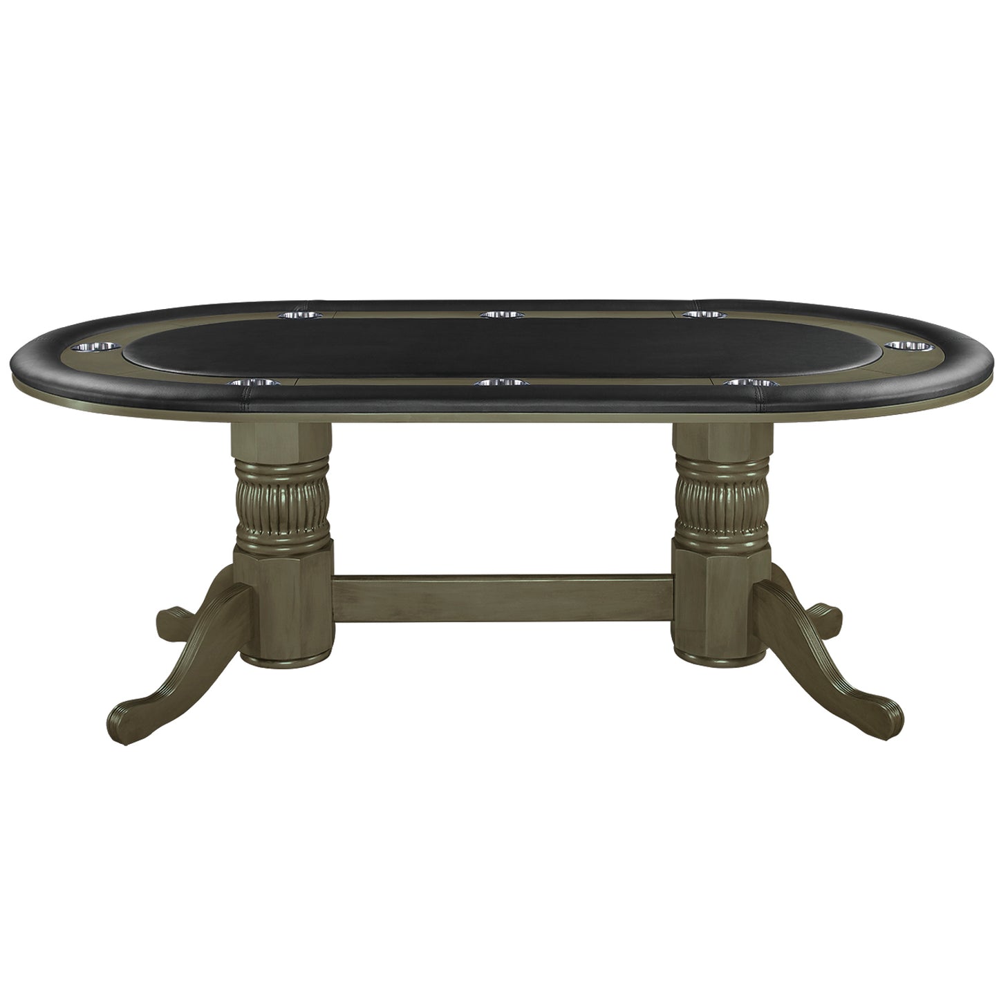Texas Hold'em 80" Poker Table without Optional Dining Top in Slate. Solid wood. Stainless-steel drink holders. 1-Year Limited Warranty 