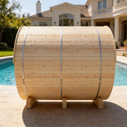 Finnish Sauna Builders Helsinki Finnish Barrel Sauna with Terrace and WiFi Heater - Finnish Sauna Builders