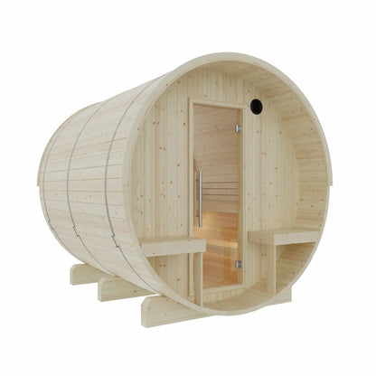 Finnish Sauna Builders Helsinki Finnish Barrel Sauna with Terrace and WiFi Heater - Finnish Sauna Builders