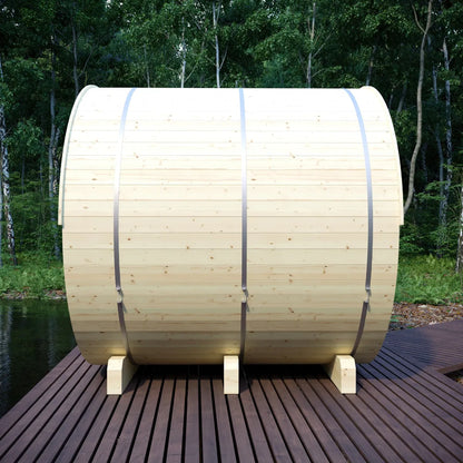 Finnish Sauna Builders Helsinki Finnish Barrel Sauna with Terrace and WiFi Heater - Finnish Sauna Builders