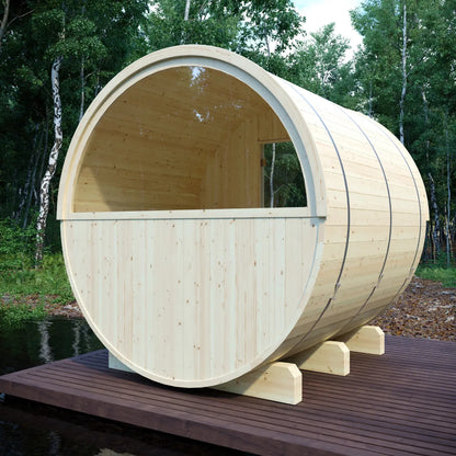 Finnish Sauna Builders Helsinki Finnish Barrel Sauna with Terrace and WiFi Heater - Finnish Sauna Builders