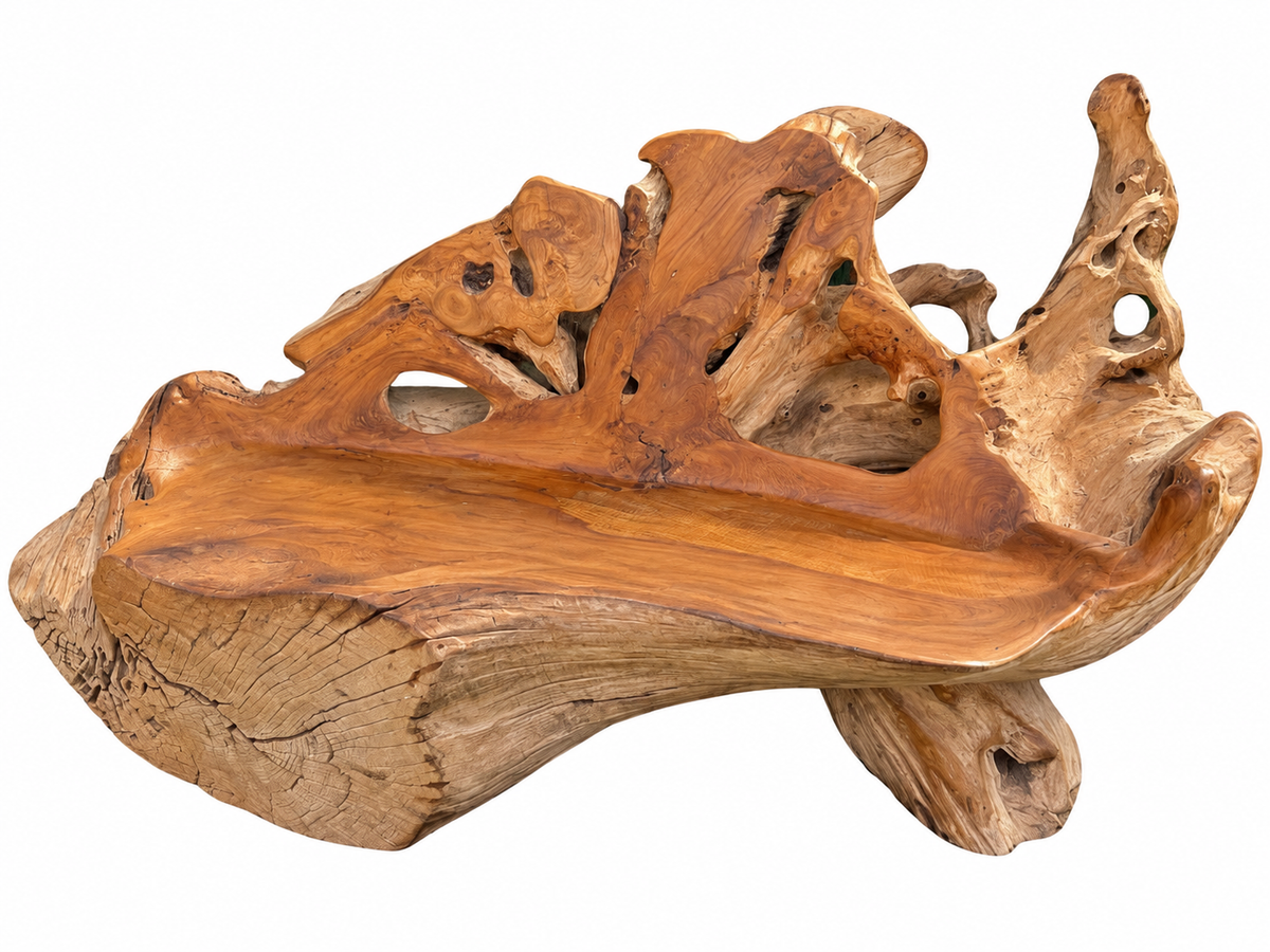 The Broward Design Center Teak Root Sofa XXL | Solid Teak Wood Bench (B)