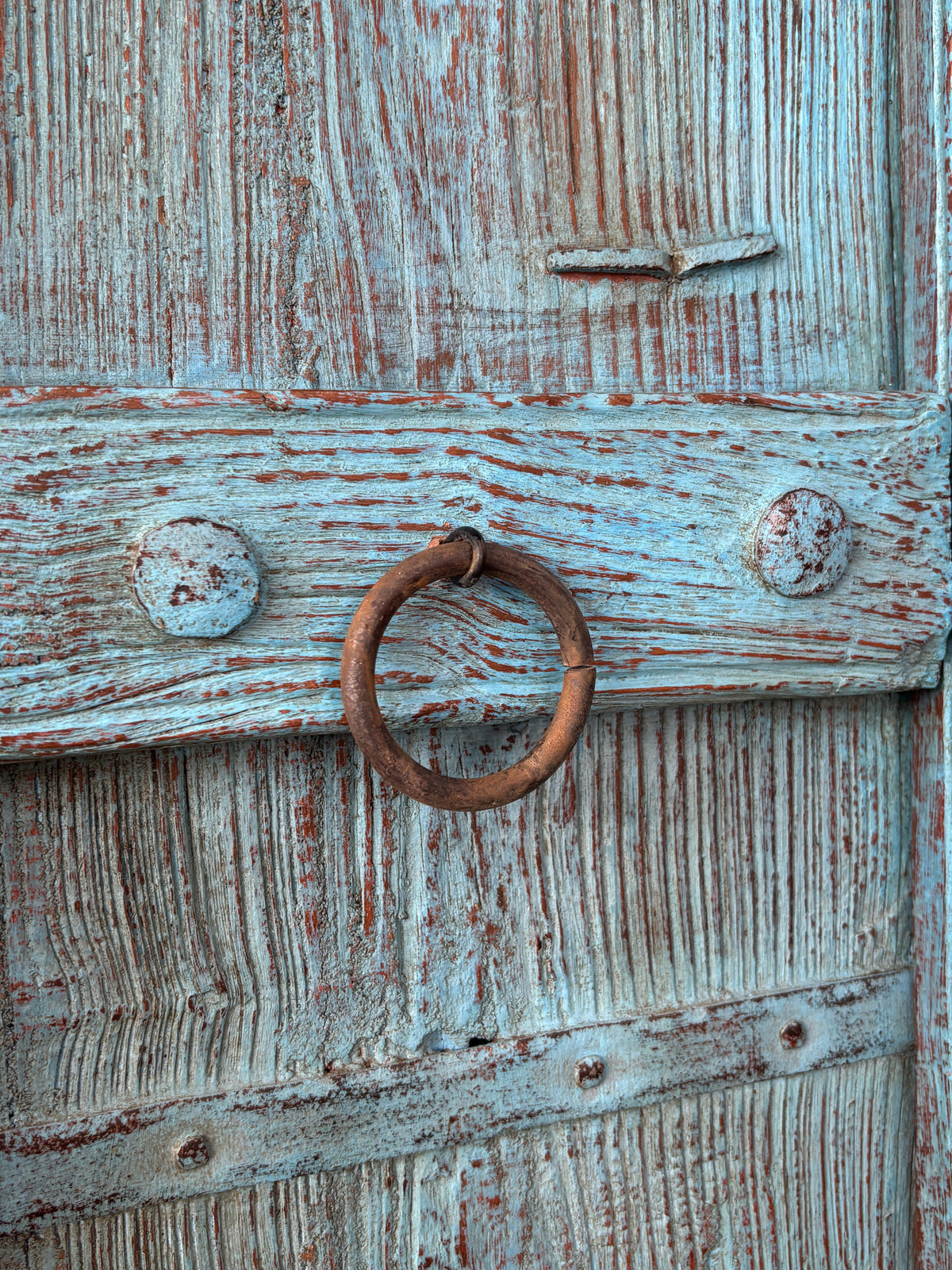 The Broward Design Center - Turquoise Reclaimed Door Storage Cabinet