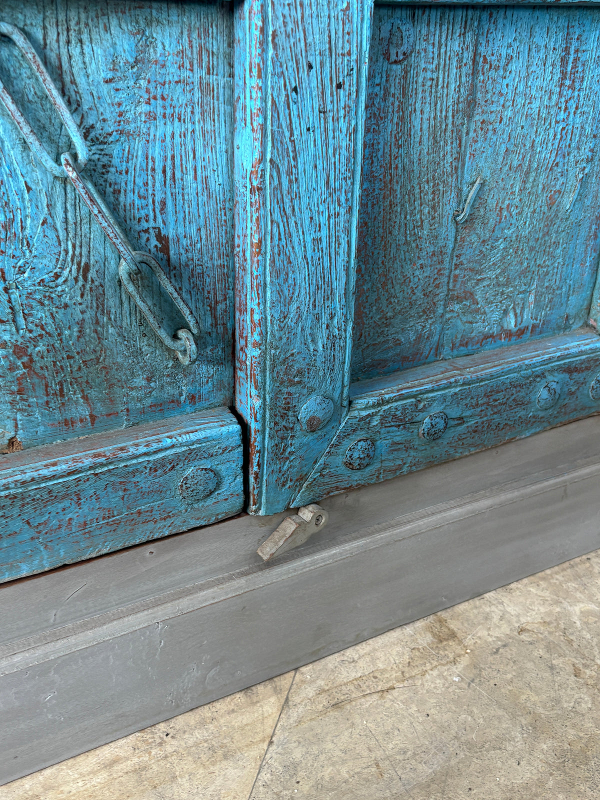 The Broward Design Center - Turquoise Reclaimed Door Storage Cabinet