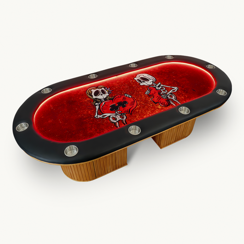 The Miya, Oval Poker Table - in Natural or American Walnut Finish
