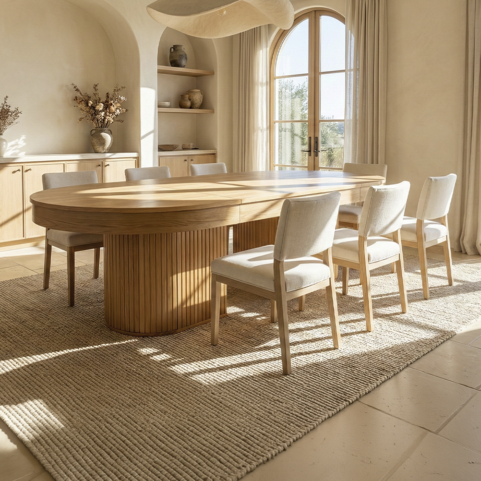 The Miya, Oval Poker Table - in Natural or American Walnut Finish