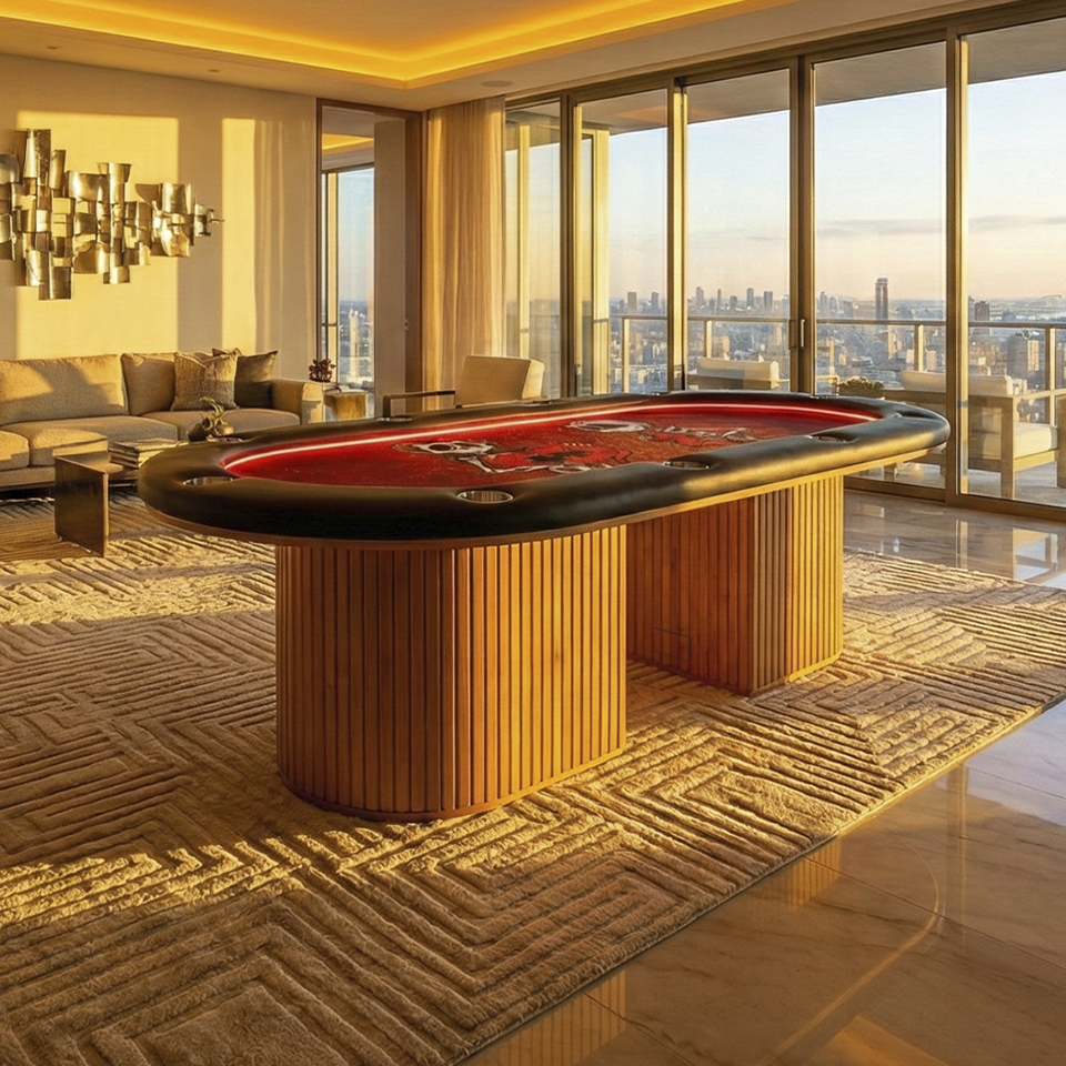 The Miya, Oval Poker Table - in Natural or American Walnut Finish