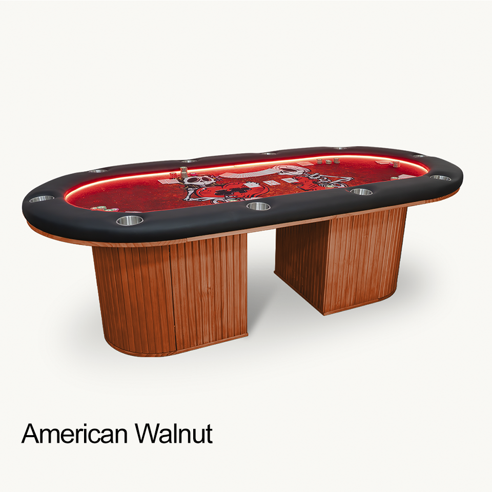 The Miya, Oval Poker Table - in Natural or American Walnut Finish