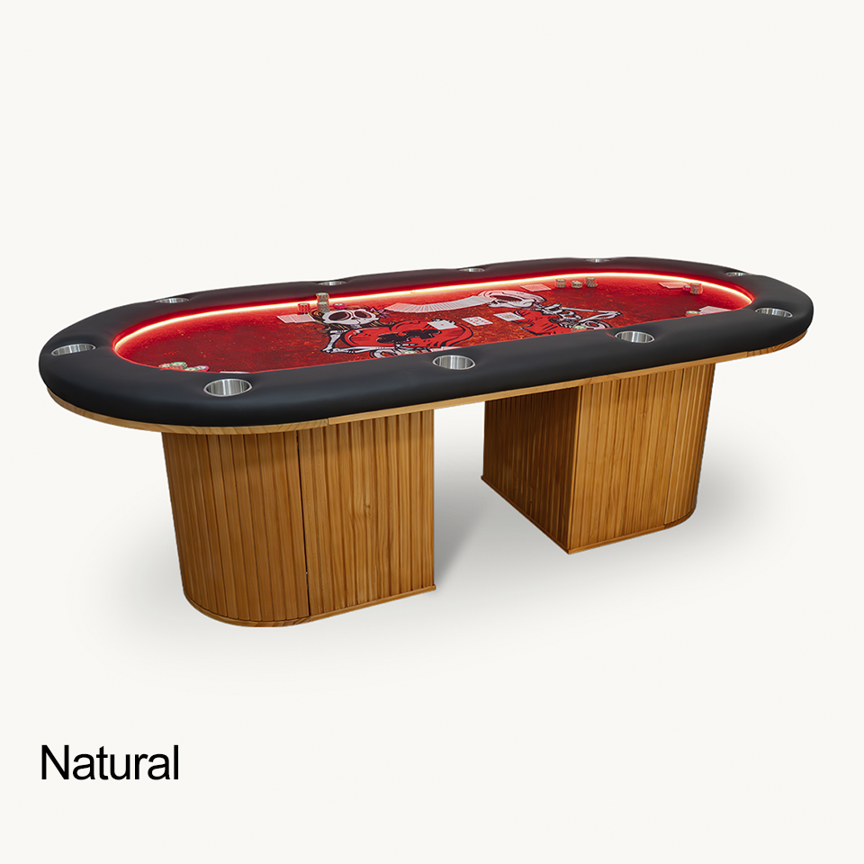 The Miya, Oval Poker Table - in Natural or American Walnut Finish