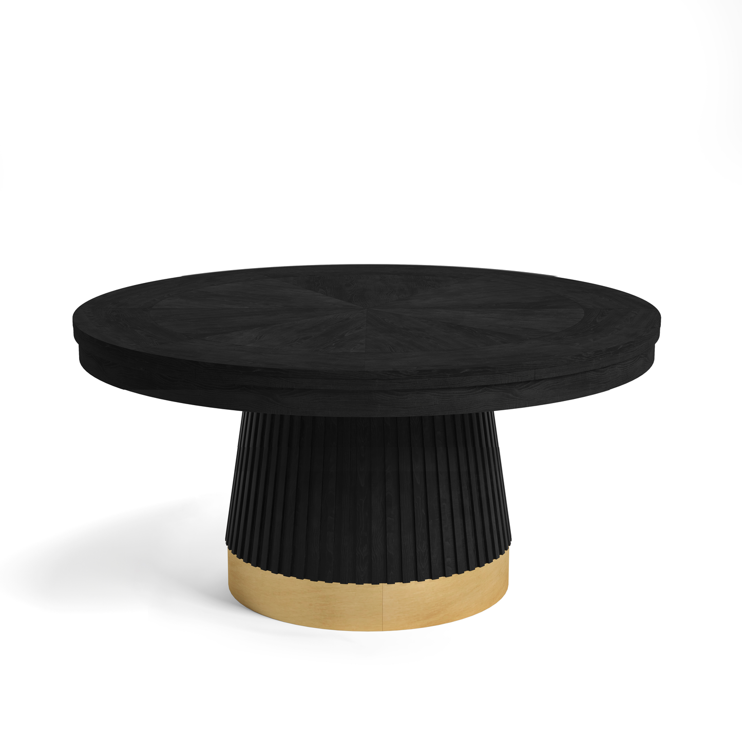 Prohibition 60" poker table in matte black, faux-leather playing surface with embossed logo. Shown with optional dining top. Solid wood.