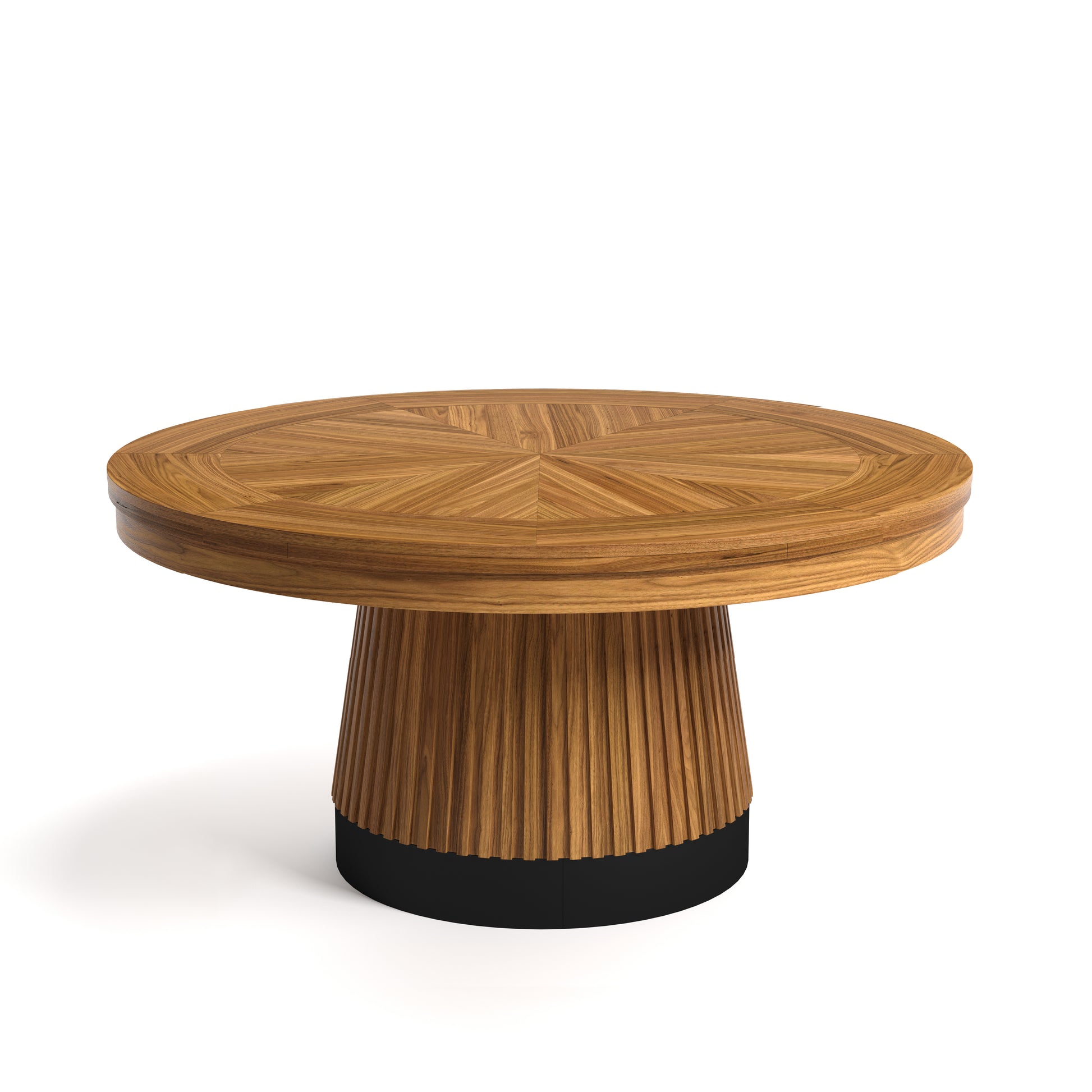 Prohibition 60" poker table in walnut, faux-leather playing surface with embossed logo. Shown with optional dining top. Solid wood.