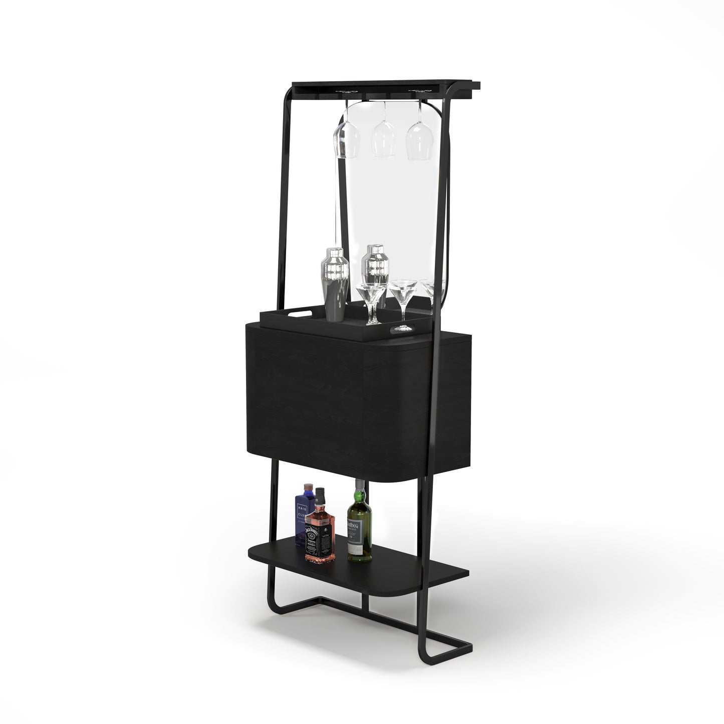 Prohibition Mini Cocktail Bar, Black. Small but mighty! Stylishly compact with Art Deco design. 1-Year Limited Warranty