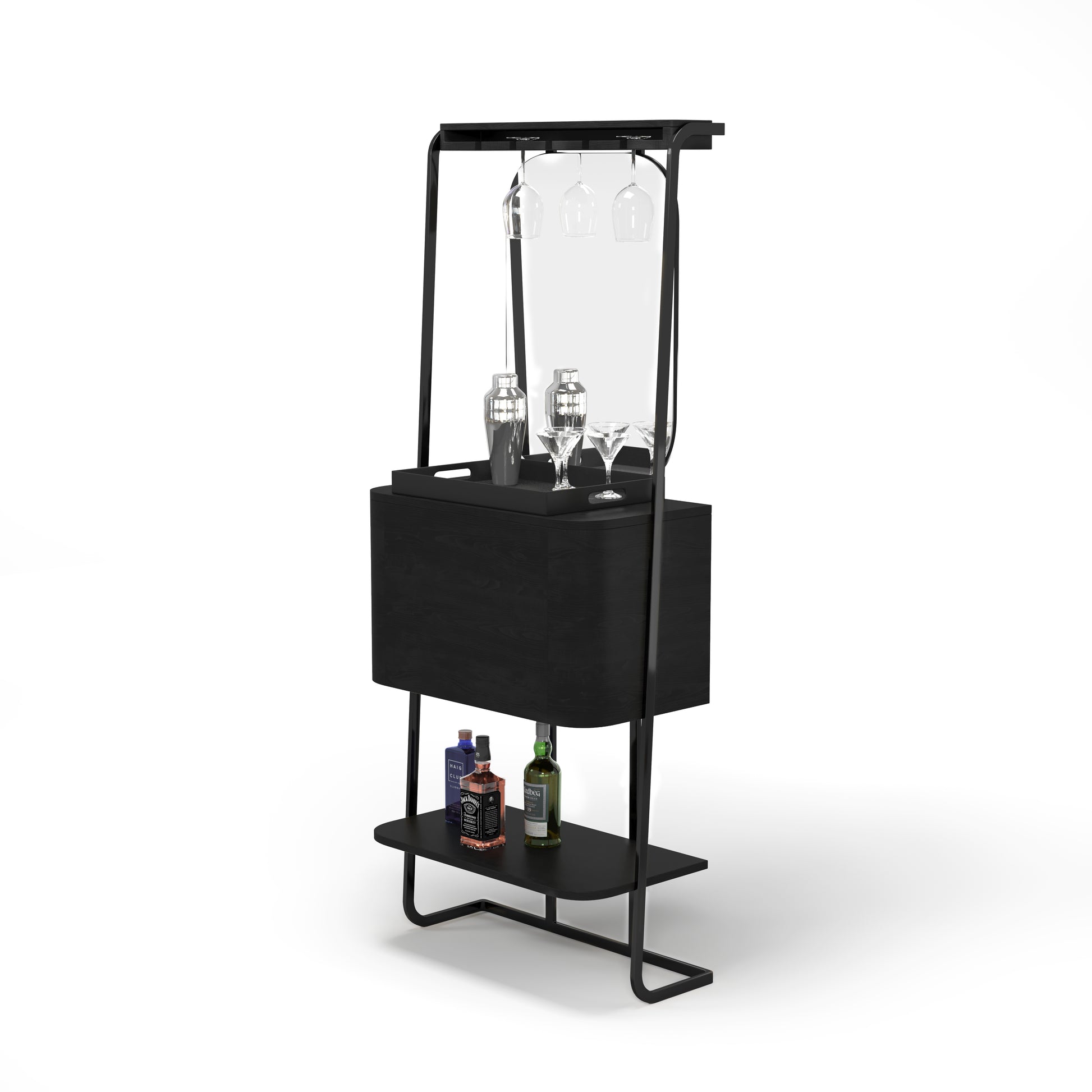 Prohibition Mini Cocktail Bar, Black. Small but mighty! Stylishly compact with Art Deco design. 1-Year Limited Warranty