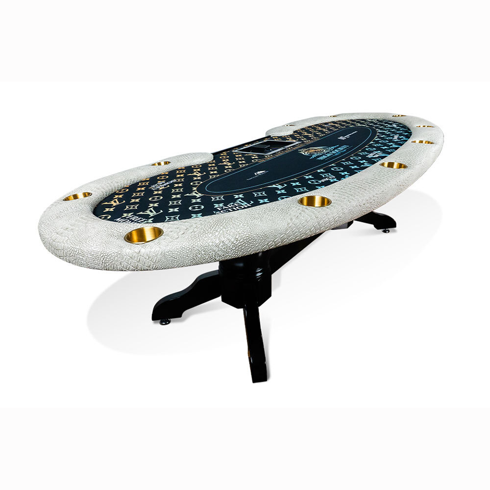 BBO Poker Table, Prestige X, for ten people plus dealer. Kidney Bean shape, with optional cup holders and design.