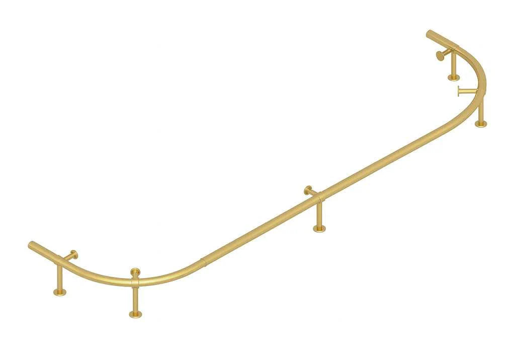 Optional Foot Rail for Prohibition 60" Cocktail Bar shown in brass to go with Black bar.