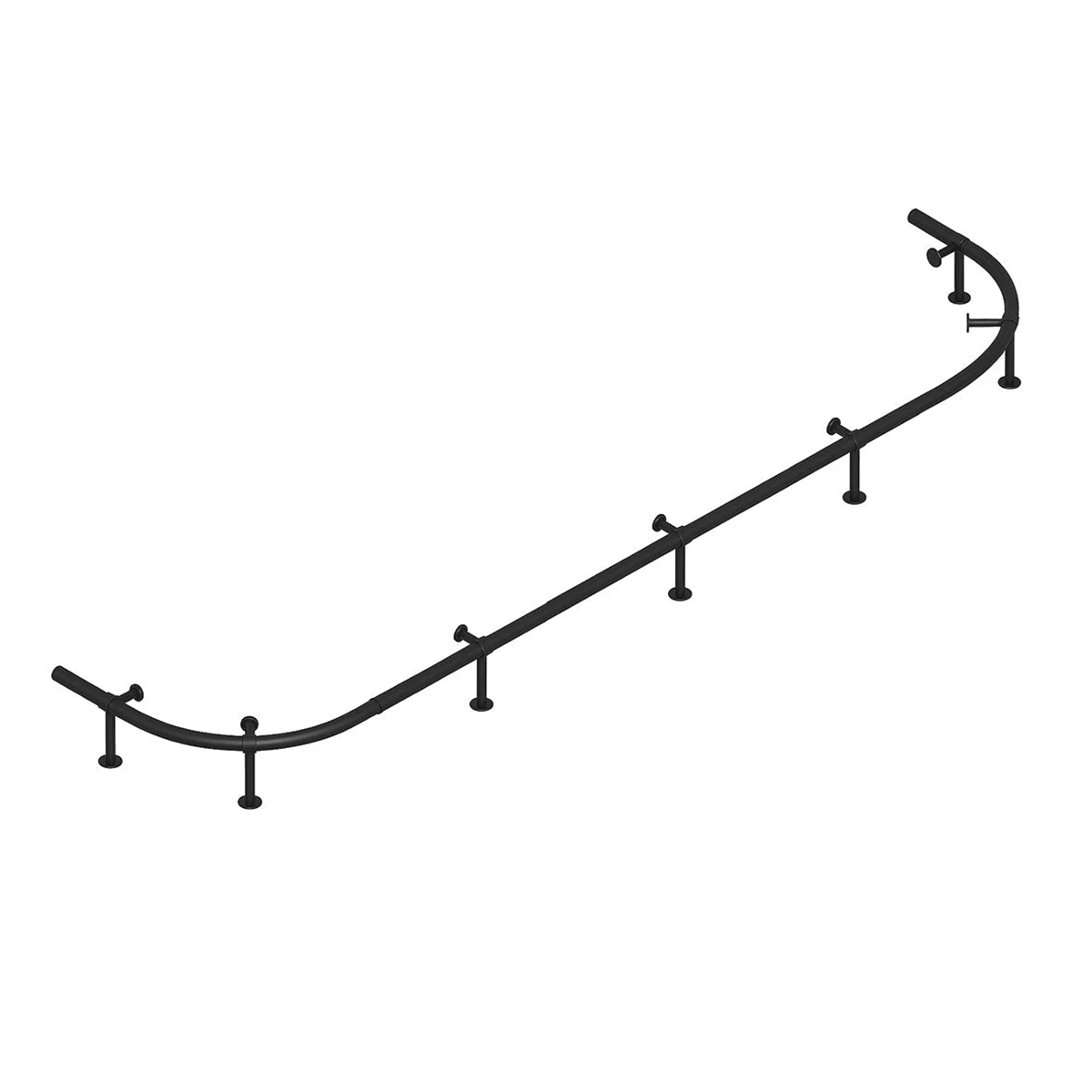 Optional Foot Rail for Prohibition 84" Cocktail Bar shown in black to go with Walnut bar.