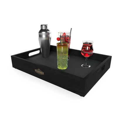 Elegant solid-wood serving tray included.