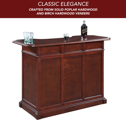 Ridgeline 60" Home Bar features a multi-step furniture-grade mahogany finish for a classically elegant look.