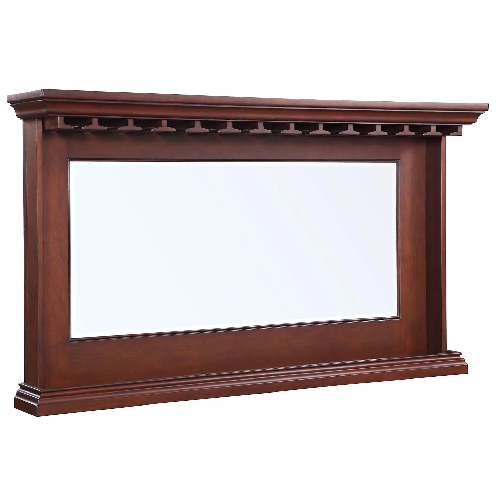 Seville 62" Back Bar Mirror with a mahogany finish on a hardwood frame of solid birch and birch veneers.