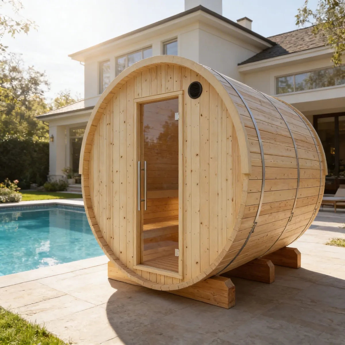 Finnish Sauna Builders - Tampere Finnish Barrel Sauna with WiFi Heater