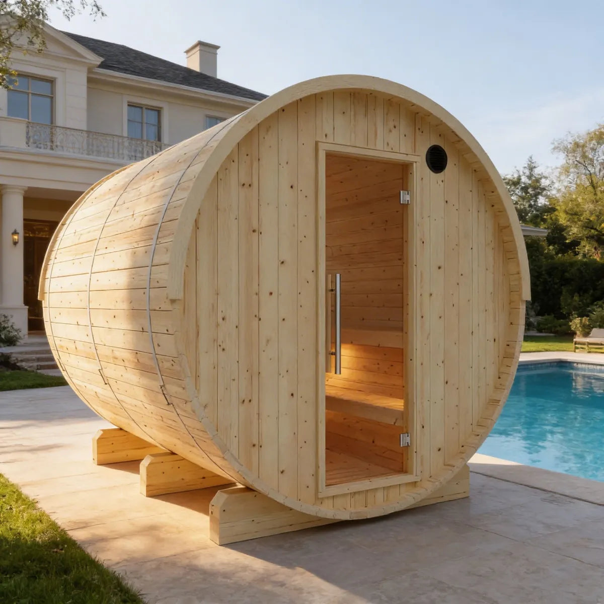 Finnish Sauna Builders - Tampere Finnish Barrel Sauna with WiFi Heater
