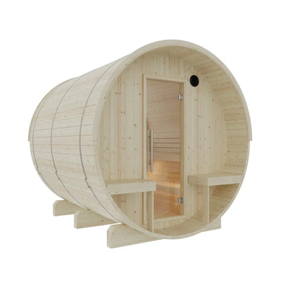 Finnish Sauna Builders Turku Finnish Barrel Sauna with Terrace and WiFi Heater - Finnish Sauna Builders