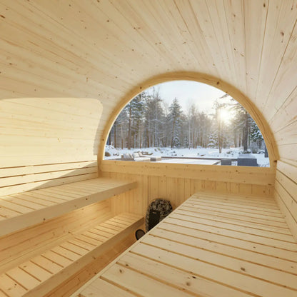 Finnish Sauna Builders Turku Finnish Barrel Sauna with Terrace and WiFi Heater - Finnish Sauna Builders