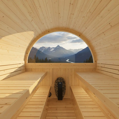 Finnish Sauna Builders Turku Finnish Barrel Sauna with Terrace and WiFi Heater - Finnish Sauna Builders