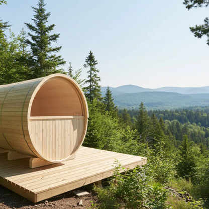Finnish Sauna Builders Turku Finnish Barrel Sauna with Terrace and WiFi Heater - Finnish Sauna Builders