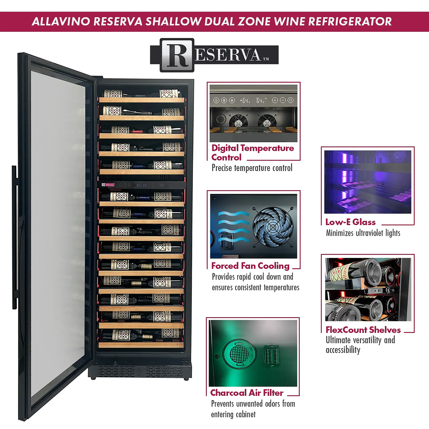 Allavino Reserva Series 67 Bottle Dual Zone Wine Refrigerator