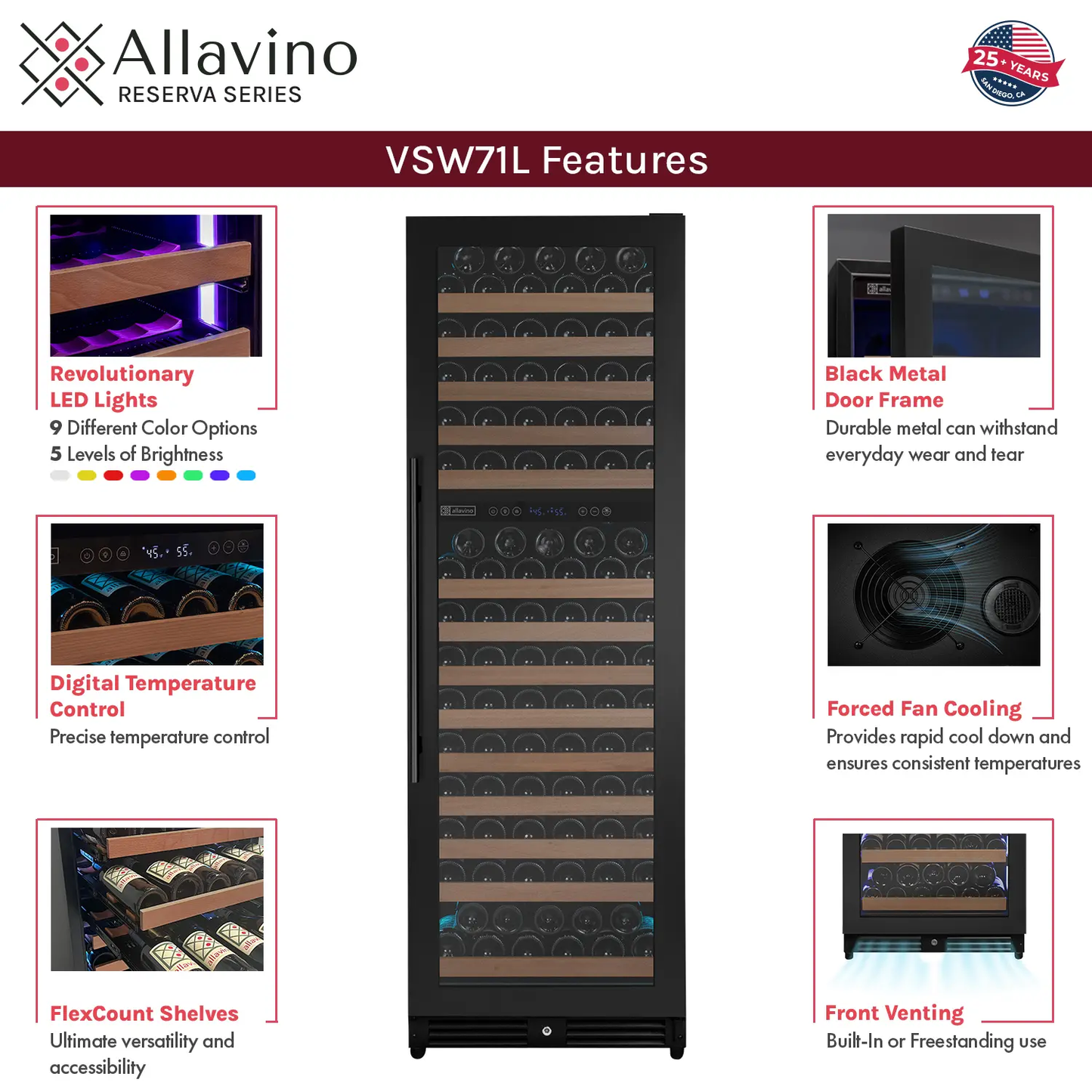 Allavino Reserva Series 172 Bottle Dual Zone Wine Refrigerator