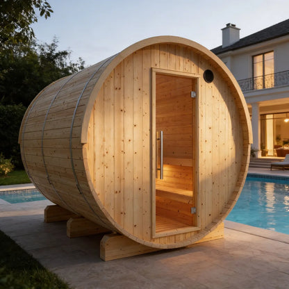 Finnish Sauna Builders Vassa Finnish Barrel Sauna with WiFi Heater - Finnish Sauna Builders