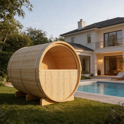 Finnish Sauna Builders Vassa Finnish Barrel Sauna with WiFi Heater - Finnish Sauna Builders